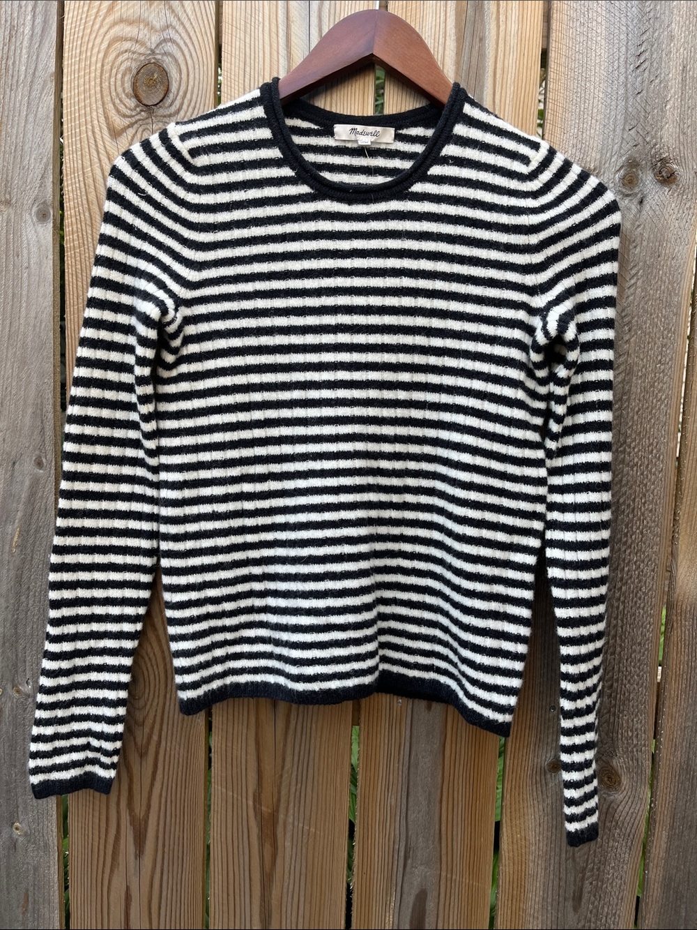 Madewell Black & White Striped Crewneck Knit Sweater XS NWT
